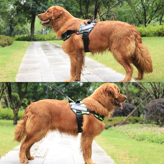 Adjustable Nylon Dog Harness Personalized Harness for Dogs Reflective Breathable Neck Guard Dog Harness Vest No Pull